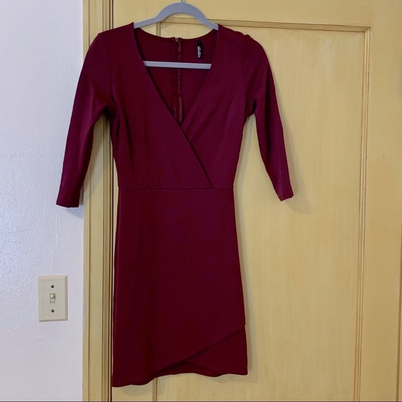 Lulus Dresses & Skirts - Lulu’s Mock Wrap Short Dress Burgundy Wine